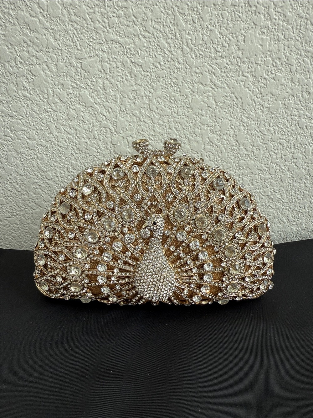 Gold Crystal Peacock Evening Clutch